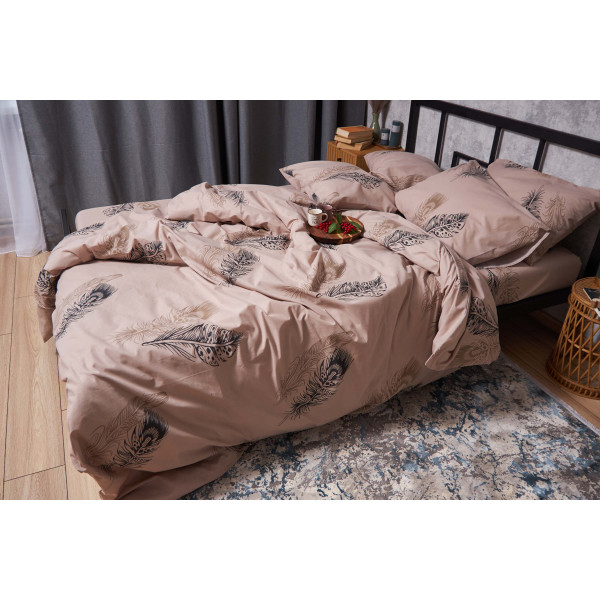 Фото - Комплект постільної білизни Moon&Star Бязь Gold Люкс Feathers 200х220 см нав. 2х70х70 (MS-820004352)