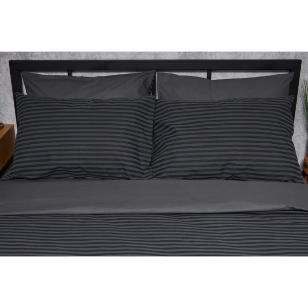 Фото - Комплект постільної білизни Moon&Star 160х220 наволочки 4х50х70 Gray Stripe&Black Бязь Gold Люкс (MS-820001067)