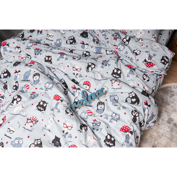 Фото - Комплект постільної білизни Moon&Star Бязь Gold Люкс Owls Gray 160х220х2 нав. 4х70х70 (MS-820005494)