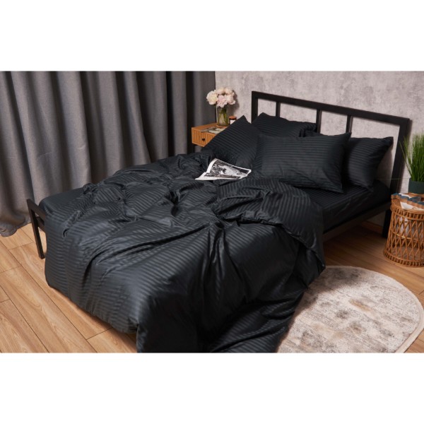 Фото - Комплект постельного белья Moon&Star Satin Stripe Midnight Luxe 143х210х2 нав. 4х50х70 (MS-820005278)