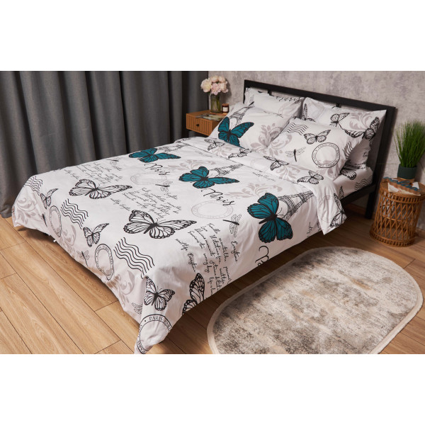 Фото - Комплект постільної білизни Moon&Star Бязь Gold Люкс Green Butterflies 160х220 (MS-820005694)