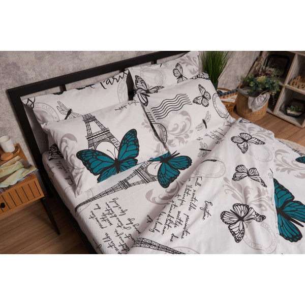 Фото - Комплект постільної білизни Moon&Star Бязь Gold Люкс Green Butterflies 160х220 (MS-820005694)