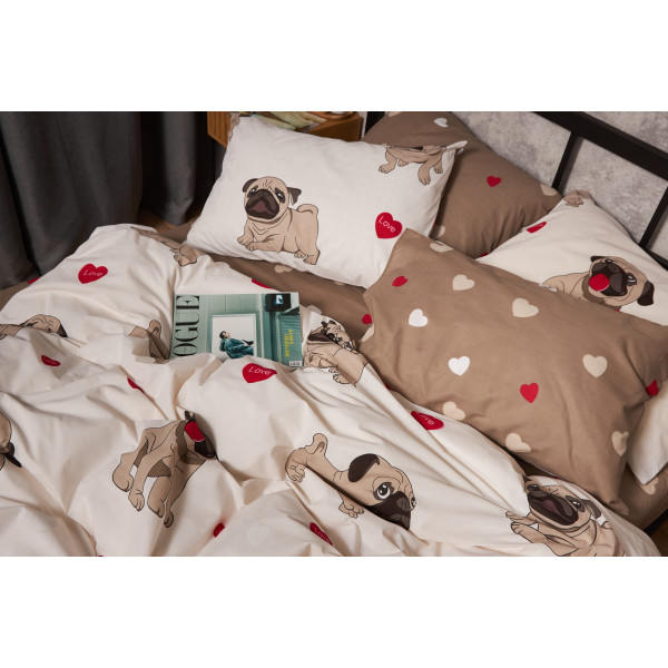 Фото - Комплект постільної білизни Moon&Star Бязь Gold Люкс Bulldog Love 175х210 нав. 4х50х70 (MS-820005713)