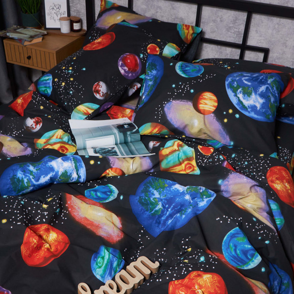 Фото - Комплект постільної білизни Moon&Star Бязь Gold Люкс «Universe Magic» King Size 220x240 см нав. 4х70х70 (MS-820007039)