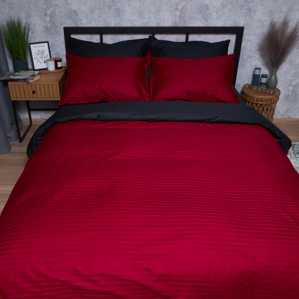 Фото - Комплект постільної білизни Moon&Star Satin Stripe Dark Romance 160х220х2 см нав. 2х50х70 (MS-820008571)