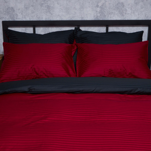 Фото - Комплект постільної білизни Moon&Star Satin Stripe Dark Romance 160х220х2 см нав. 2х50х70 (MS-820008571)