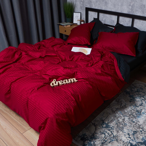 Фото - Комплект постільної білизни Moon&Star Satin Stripe Dark Romance 160х220х2 см нав. 2х50х70 (MS-820008571)