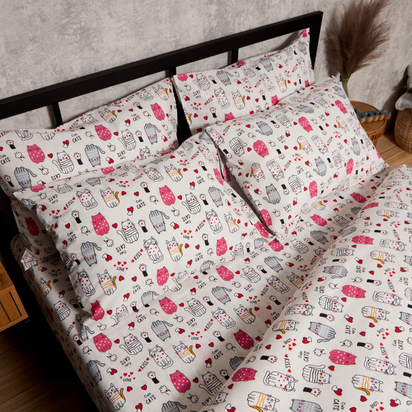 Фото - Комплект постільної білизни Moon&Star Бязь Gold Люкс Cute Cats 175х210 нав. 4х50х70 (MS-820009073)
