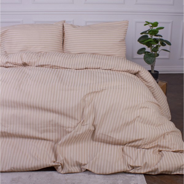 Фото - Комплект постельного белья MirSon 175x210 см Ranforce Elite 17-0602 Stripe Creamy Ранфорс (2200008050603)