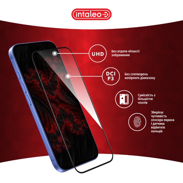 Фото - Защитное стекло для смартфона Intaleo Full Glue for Apple iPhone 16 Black (1283126593789)