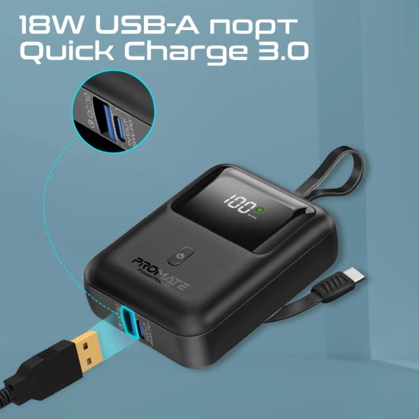 Фото - Батарея мобильная Promate 10000mAh (powerpod-10.black)