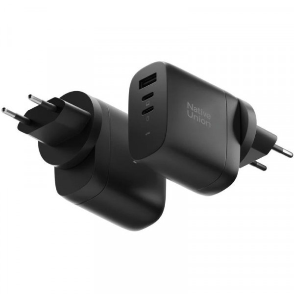 Фото - Мережевий зарядний пристрій Native Union Fast GaN Charger PD 67W 3 Ports Black (FAST-PD67-BLK-2CA)