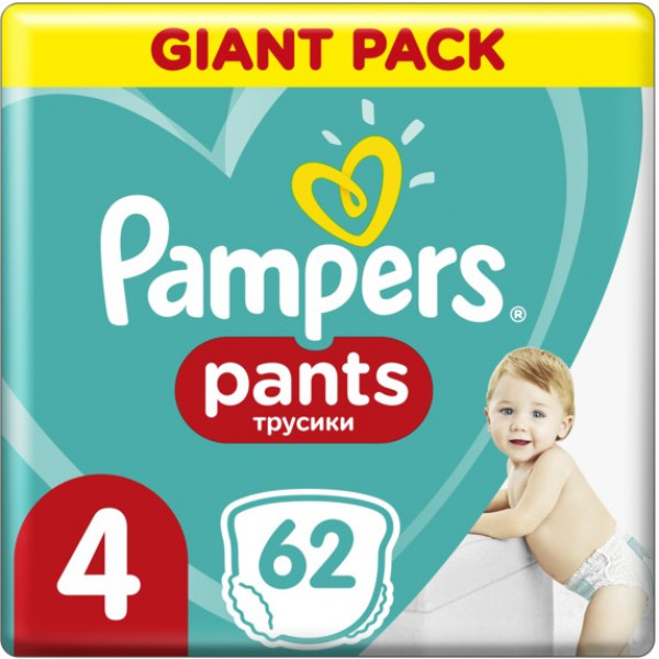 Фото - Одноразовые подгузники-трусики Pampers Pants Размер 4 (9-15 кг), 62 шт. (8001090694638)