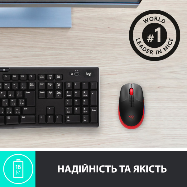 Фото - Уцінка - Миша бездротова Logitech M190 Red (910-005908) #