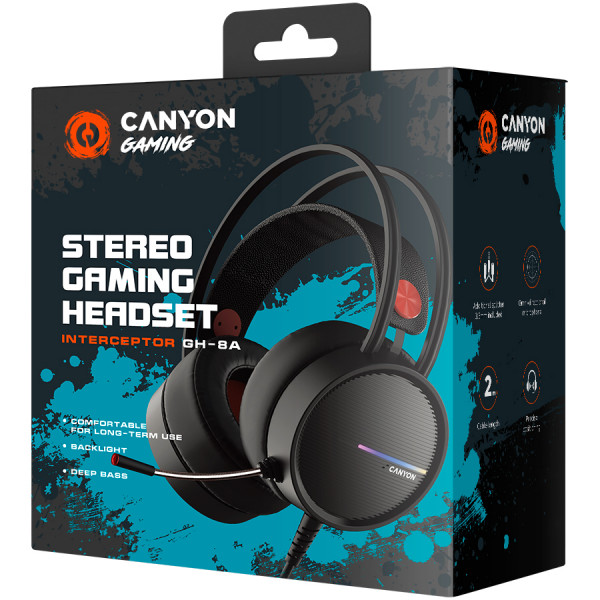 Фото - Гарнитура проводная игровая Canyon GH-8A Black Orange (CND-SGHS8A)