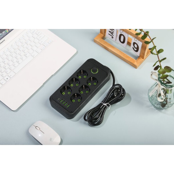 Фото - Мережевий фільтр XOKO SP-6-4-1 2 м 6 розетки 5 USB Black (XК-SP6-4-1-BK)