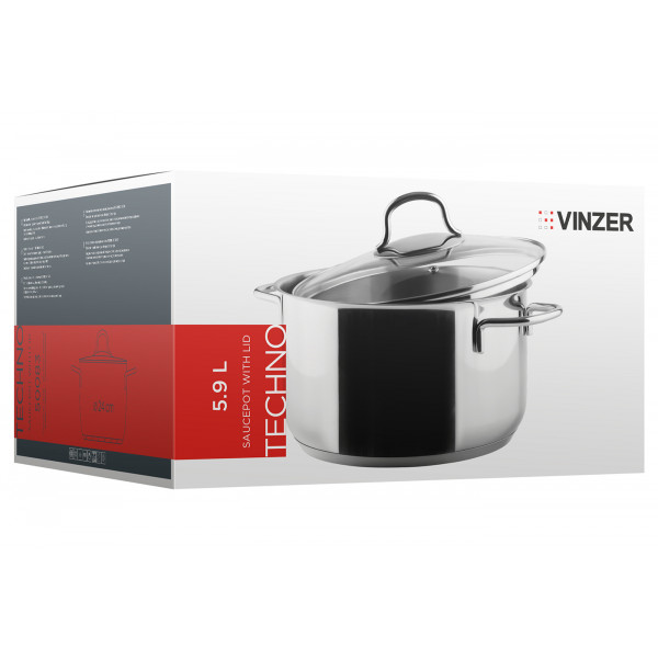 Фото - Кастрюля Vinzer Techno 24х13.5 см 5.9 л (50083)