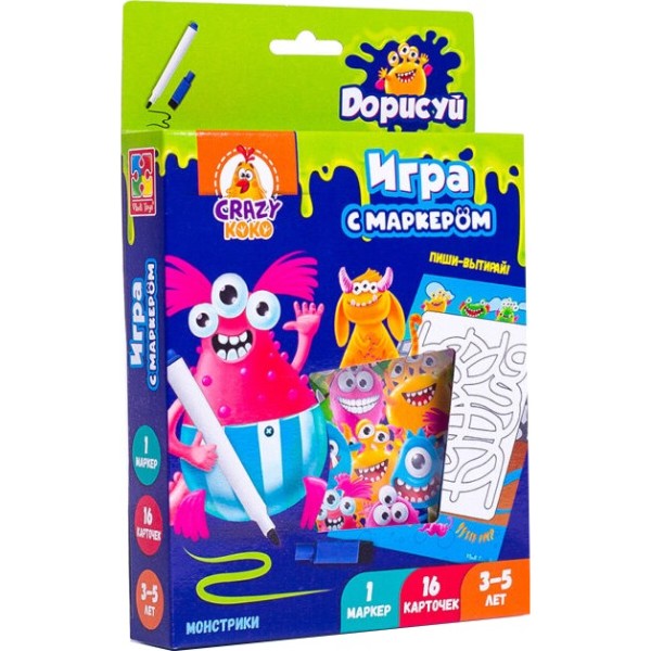 Фото - Настільна гра (3-4 роки) Vladi Toys с маркером "Пиши и вытирай. Монстрики" (VT5010-18