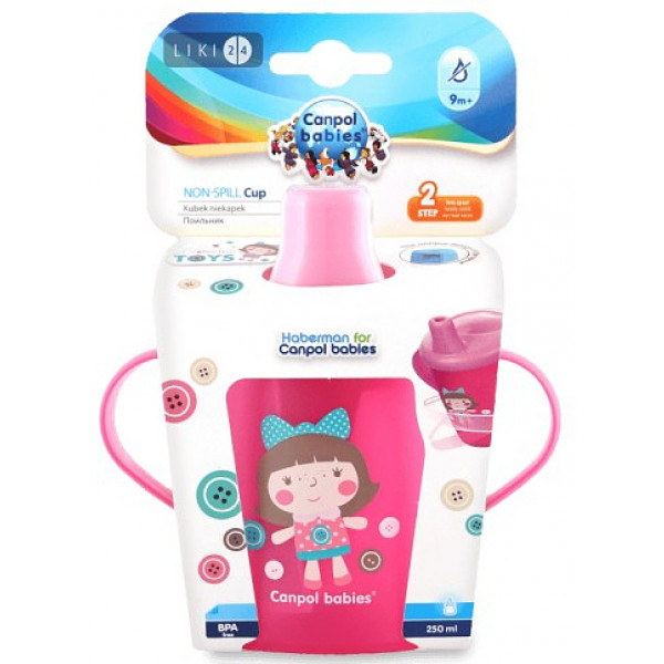Фото - Чашка-непроливайка дитяча Canpol babies Toys рожевий, 250 мл. (31/200_pin)