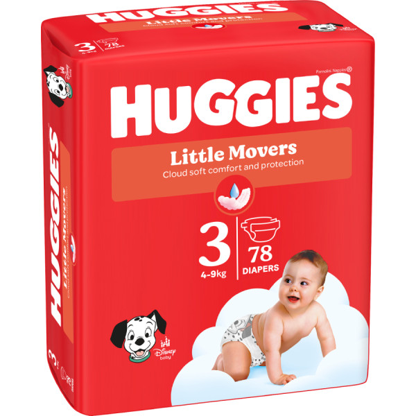 Фото - Одноразові підгузки Huggies Little Movers Розмір 3 (4-9 кг), 78 шт. (5029053548760)