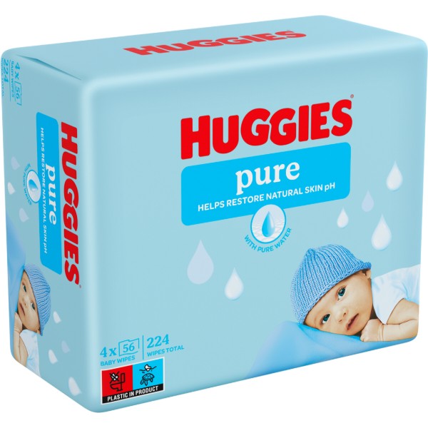 Фото - Салфетки влажные для детей Huggies Pure, 56х4