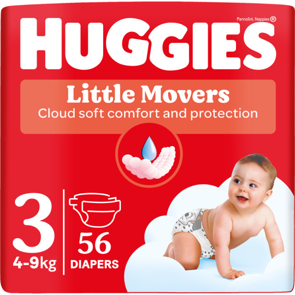 Фото - Одноразові підгузки Huggies Little Movers Розмір 3 (4-9 кг), 56 шт. (5029053567570)