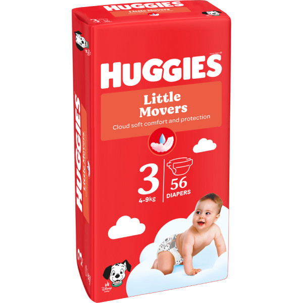 Фото - Одноразові підгузки Huggies Little Movers Розмір 3 (4-9 кг), 56 шт. (5029053567570)