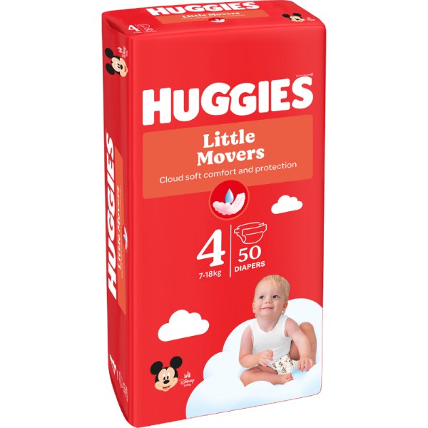 Фото - Одноразовые подгузники Huggies Little Movers Размер 4 (7-18 кг), 50 шт. (5029053567587)