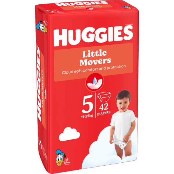Фото - Одноразові підгузки Huggies Little Movers Розмір 5 (11-25 кг), 42 шт. (5029053567594)