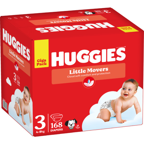 Фото - Одноразові підгузки Huggies Little Movers Розмір 3 (4-9 кг), 168 шт. (5029053577852)
