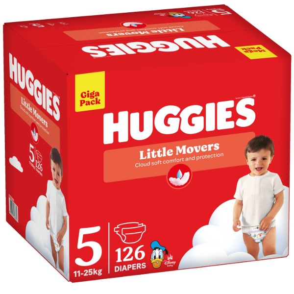 Фото - Одноразові підгузки Huggies Little Movers Розмір 5 (11-25 кг), 126 шт. (5029053583419)