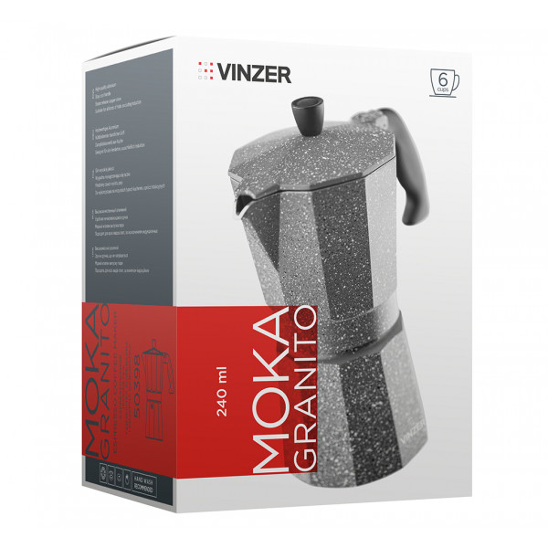 Фото - Кавоварка гейзерна Vinzer Moka Granito (50398)