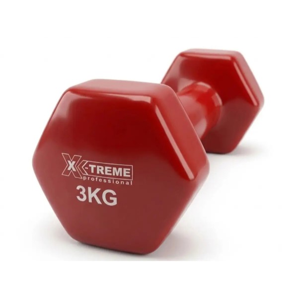 Фото - Гантель для фітнесу X-Treme вінілові цільні 3 кг Червона (XTDBH-3R)