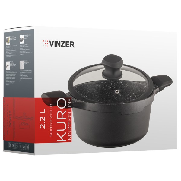 Фото - Кастрюля Vinzer Kuro Induction Line 20 cм 2.2 л (50427)