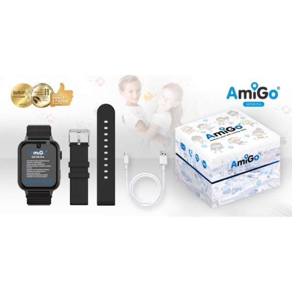 Фото - Дитячий годинник AmiGo GO10S Pro WIFI AMG-GO10S-B Black