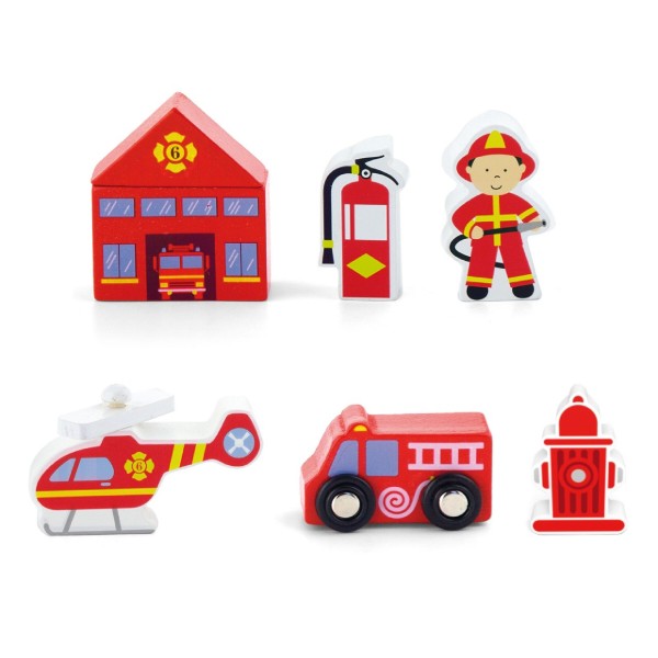 Фото - Набор игровых фигурок Viga Toys к ж/д Пожарная станция (50815)