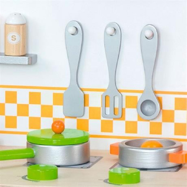 Фото - Сюжетно-ролевая игра. Кухня Viga Toys из дерева с посудой (50957FSC)