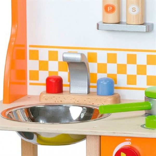 Фото - Сюжетно-ролевая игра. Кухня Viga Toys из дерева с посудой (50957FSC)