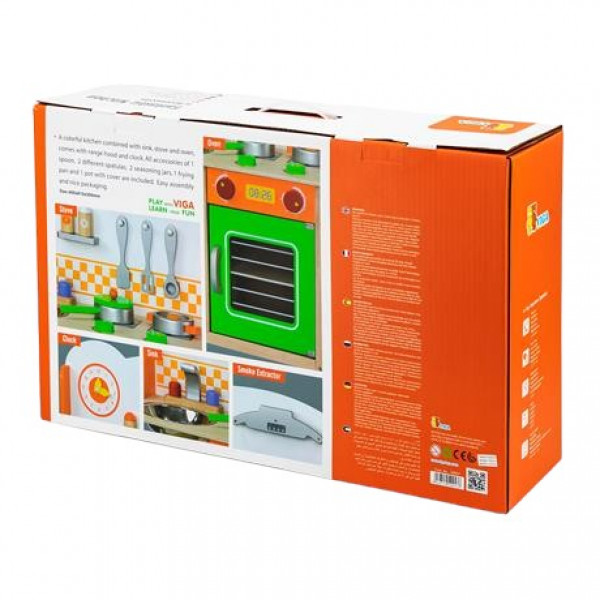 Фото - Сюжетно-ролевая игра. Кухня Viga Toys из дерева с посудой (50957FSC)