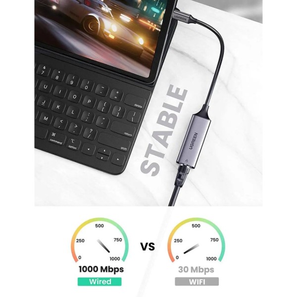 Фото - Переходник USB-C - Ethernet UGREEN CM199 USB 3.1 Type-C Ethernet RJ45 (50737)