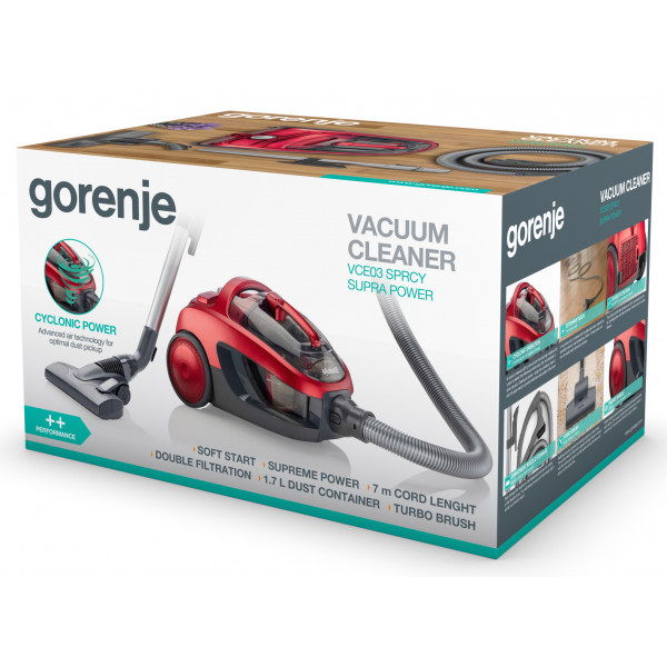 Фото - Пылесос для сухой уборки без мешка Gorenje VCE 03 SPRCY (VC-T4019)