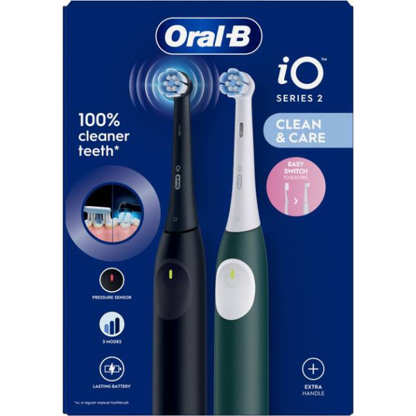 Фото - Зубна щітка електрична Oral-B Braun iO 2 iOS2d.2ZZ9.0 типу 3770 Ультрачорна та Лісово-Зелена (набір)