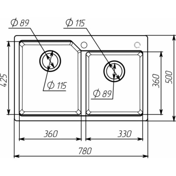 Фото - Мийка кухонна VALESO 7850 HARMONY матова Топаз