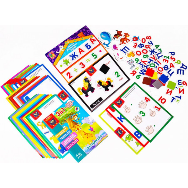 Фото - Настольная игра (5-7 лет) Vladi Toys English, Азбука, Математика с магнитной доской (укр) (VT5412-04)