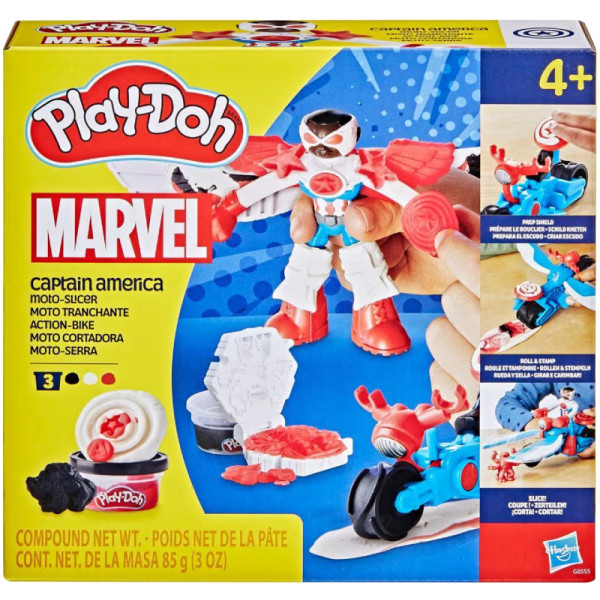 Фото - Набори для ліплення Hasbro Play Doh Капітан Америка з мотоциклом (G0555)