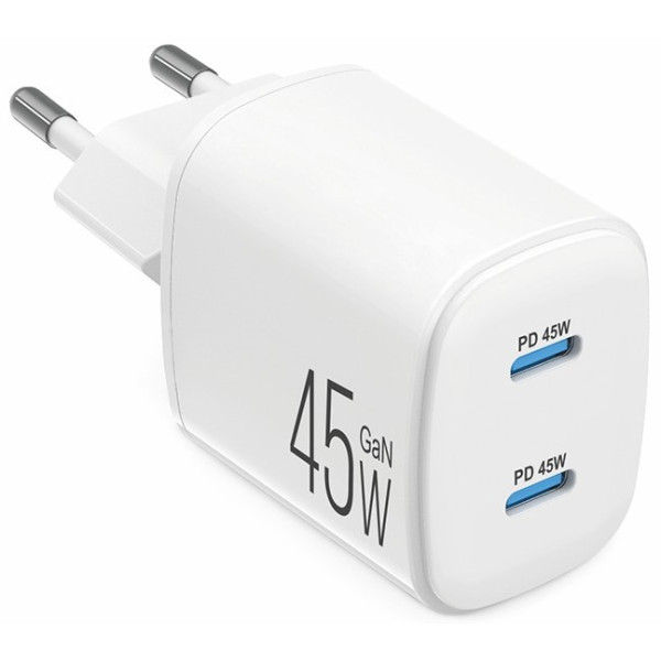 Фото - Мережевий зарядний пристрій Brevia ePowerGaN PD45W 2xUSB-C (44045GDCW)