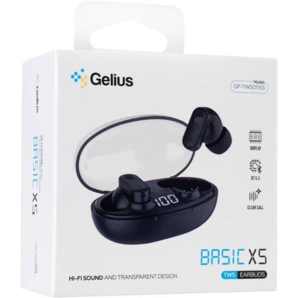 Фото - Навушники вкладиші бездротові TWS Gelius Basic GP-TWS011XS Black