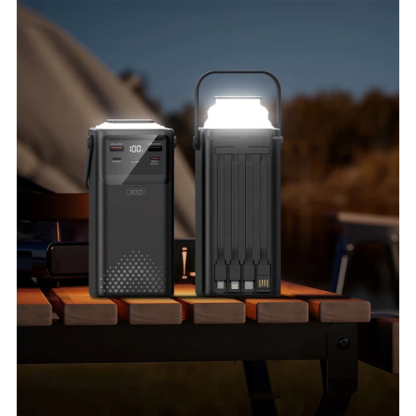 Фото - Батарея мобільна XO PR286 PD20W/QC22.5W Four Built-in Cables + LED Display & Flashlight 50000 mAh Black