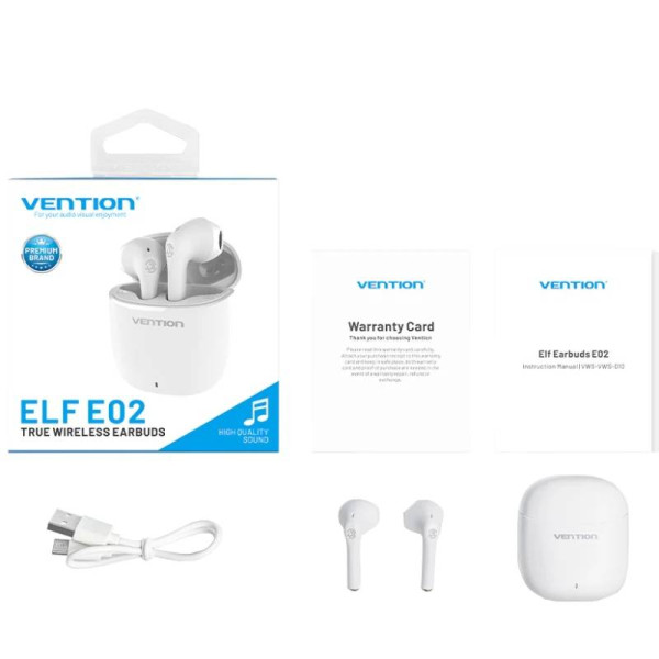 Фото - Навушники вкладиші бездротові TWS Vention Elf Earbuds E02 White (NBGW0)