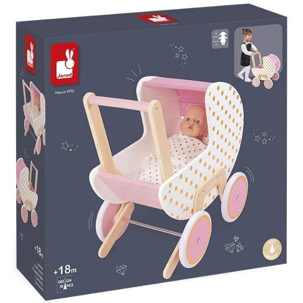 Фото - Коляска для ляльки і пупса Janod Candy Chic (J05886)